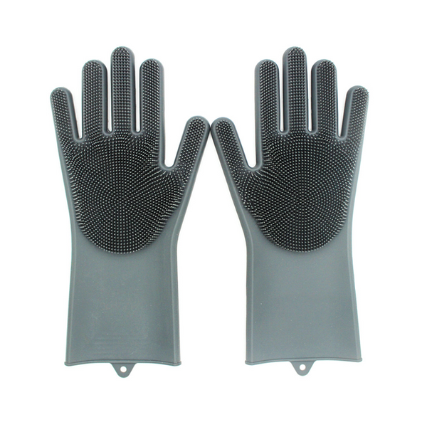 Grey Rubber Scrubber Gloves