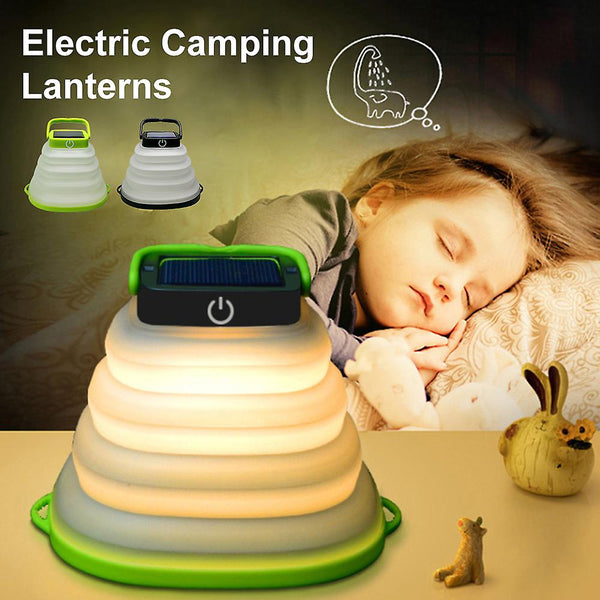 Green LED Solar Powered Collapsible Lantern