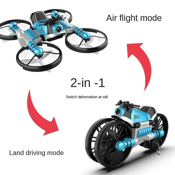 Blue 2 in 1 Quadcopter Motorcycle Drone