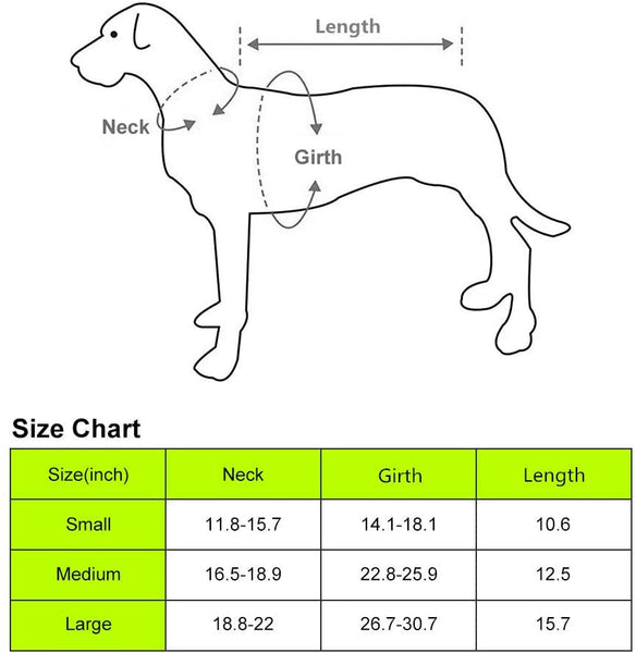 Fluorescent Dog Harness Size