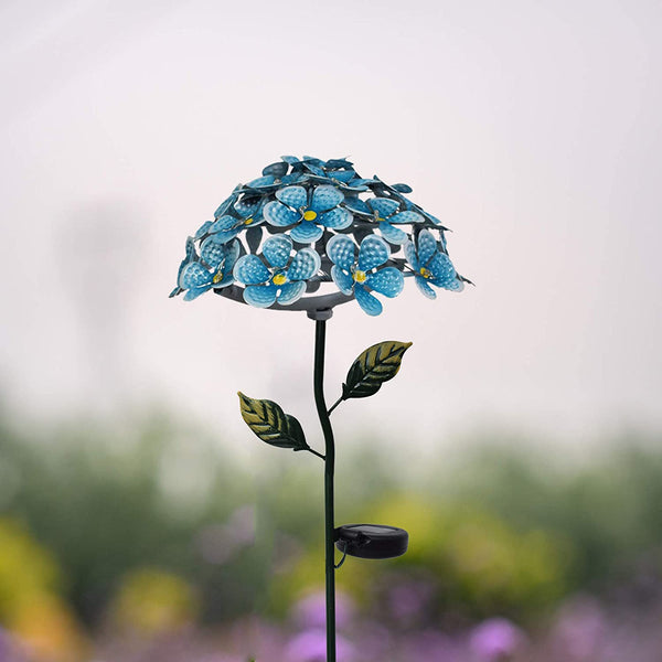 Blue Solar Powered Hydrangea Light