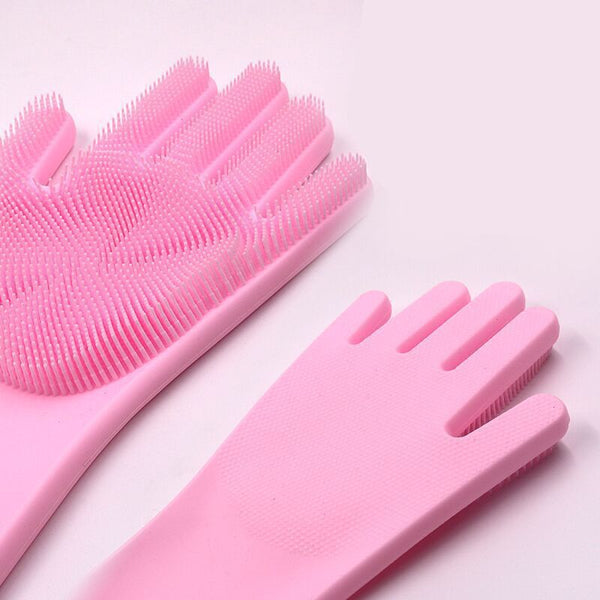 Pink Dishwashing Scrubber Gloves