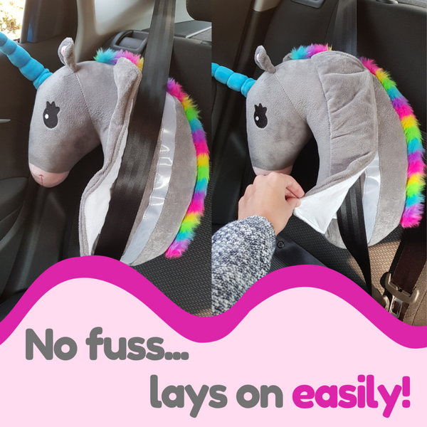grey unicorn car pillow for kids