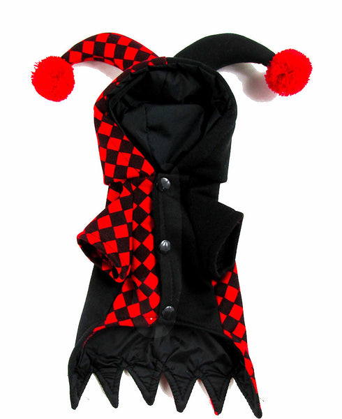 Front Of Black & Red Jester Dog Costume