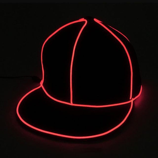 Red Light Up LED Snapback Hat