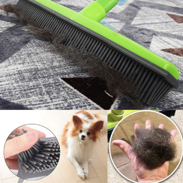 rubber pet hair broom demonstration