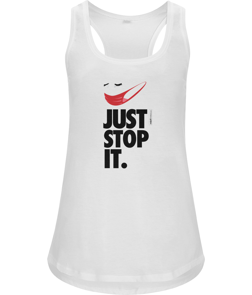 Just Stop-It, Racerback Vest, Ladies, White