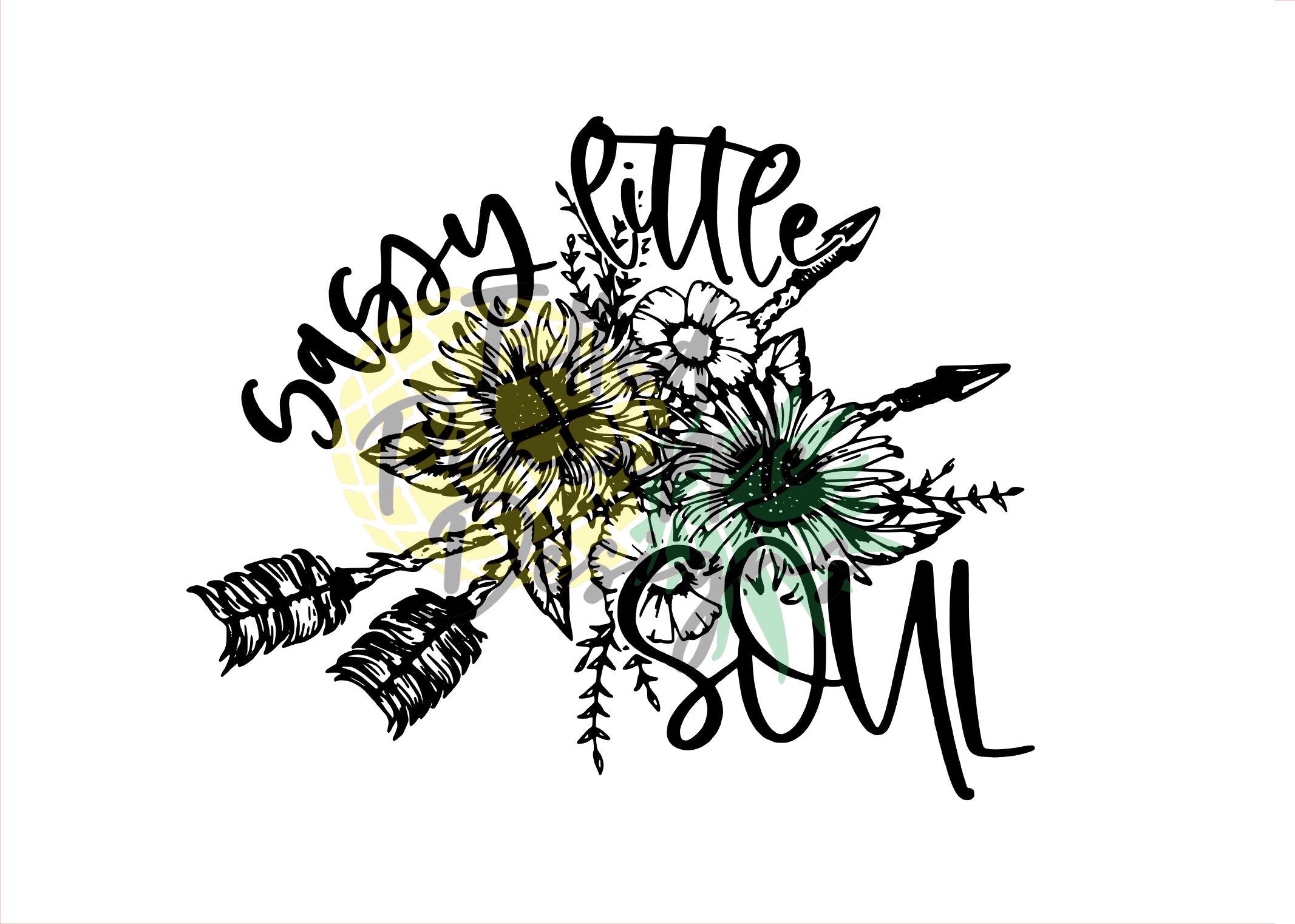 Sassy Little Soul Sunflower Arrow Hippie PNG SVG Digital Transfer for Sublimation, Cricut, Cameo, Waterslide