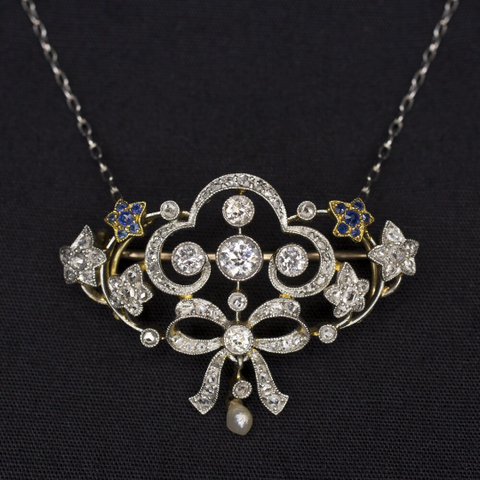 Edwardian diamond bow pendant
