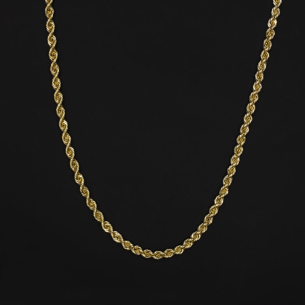 SOLID 14K YELLOW GOLD TWISTED ROPE CHAIN 3mm 20in 15 GRAM MENS LADIES  NECKLACE