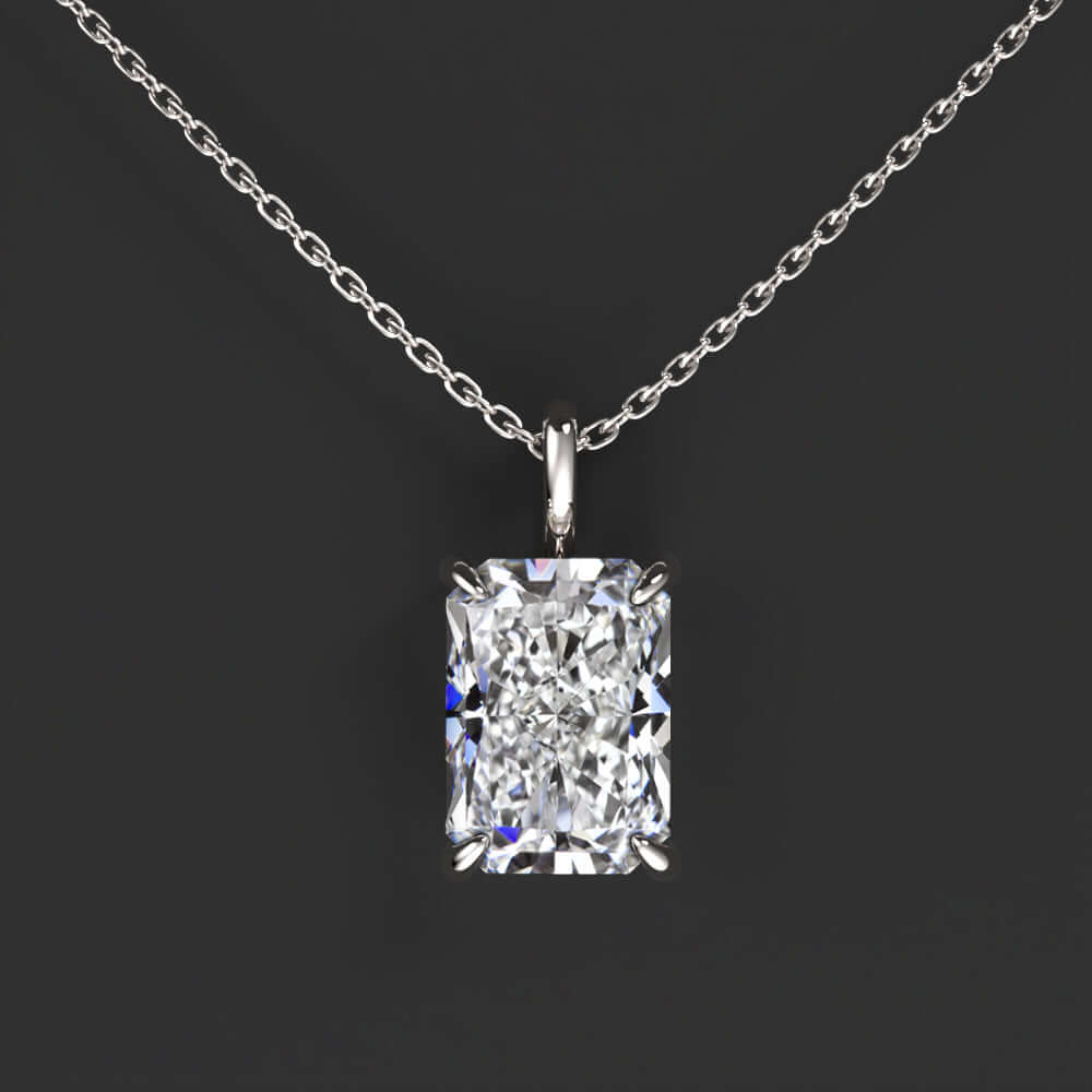 2ct E VS1 RADIANT CUT LAB CREATED DIAMOND SOLITAIRE PENDANT NECKLACE WHITE  GOLD