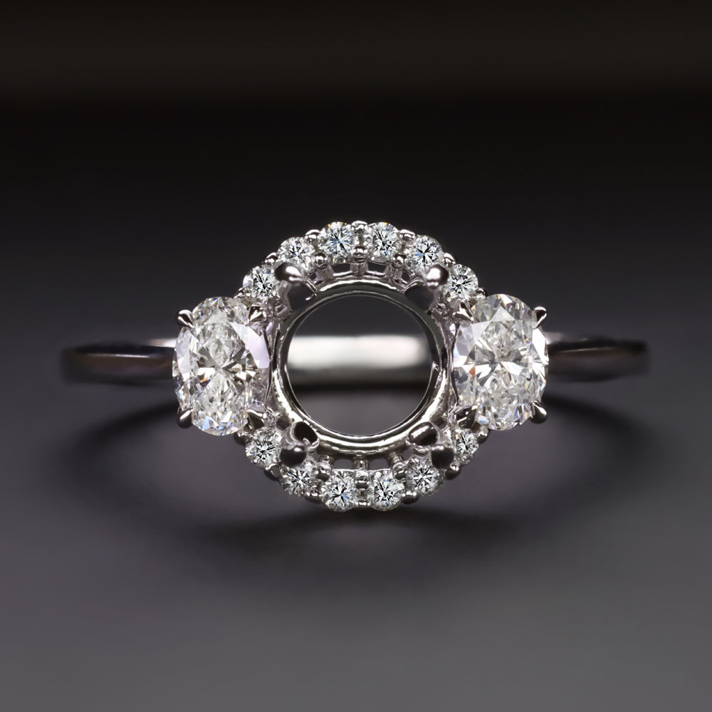 14K White Gold Halo Ring Setting #JS999W14