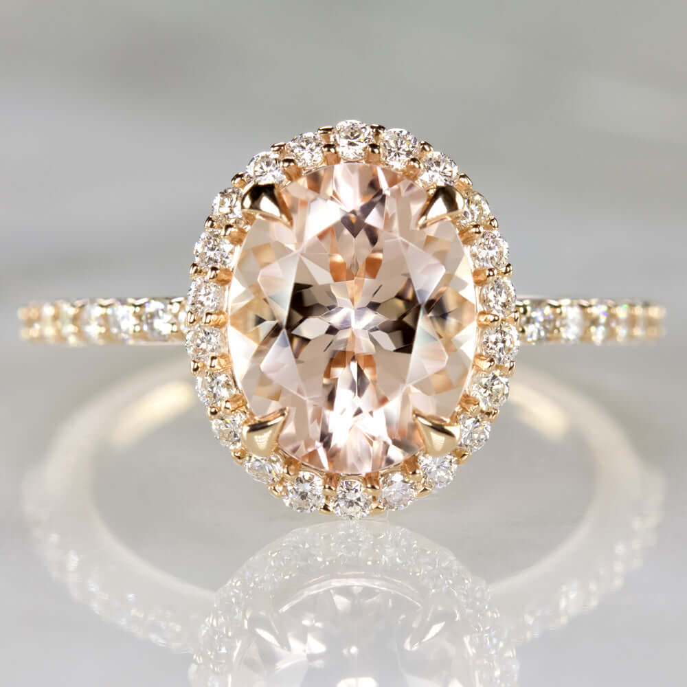 Classic Rose Gold Halo Radiant Cut Engagement Ring from Black Diamonds New  York