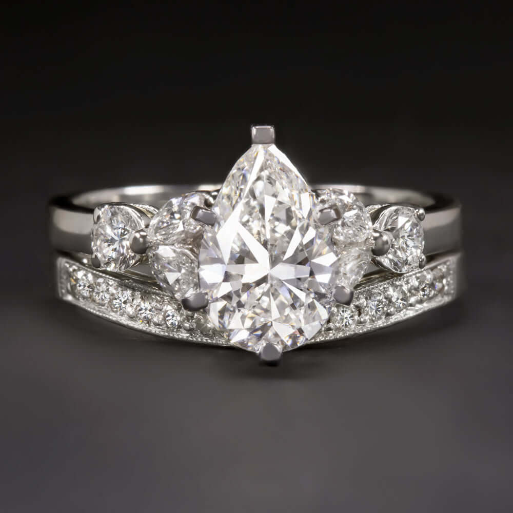 Leina - 14k White Gold 1.5 Carat Pear Shape Bypass Natural Diamond  Engagement Ring @ $2000