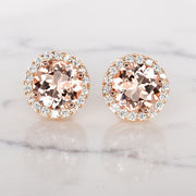 14K ROSE GOLD STUDS 5.5mm FLORAL EARRINGS BOTANICAL FLOWER DAINTY VINTAGE  STYLE