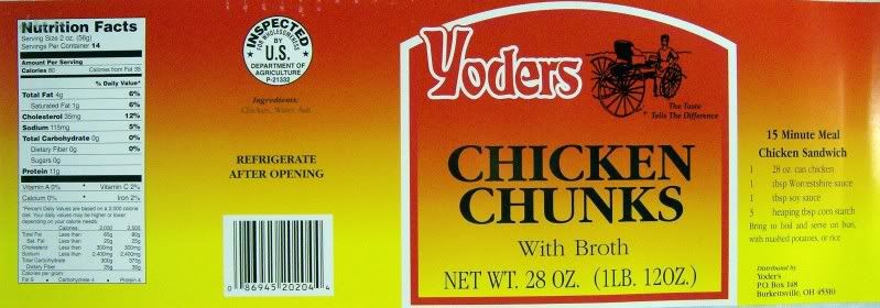 Yoders Chicken Label