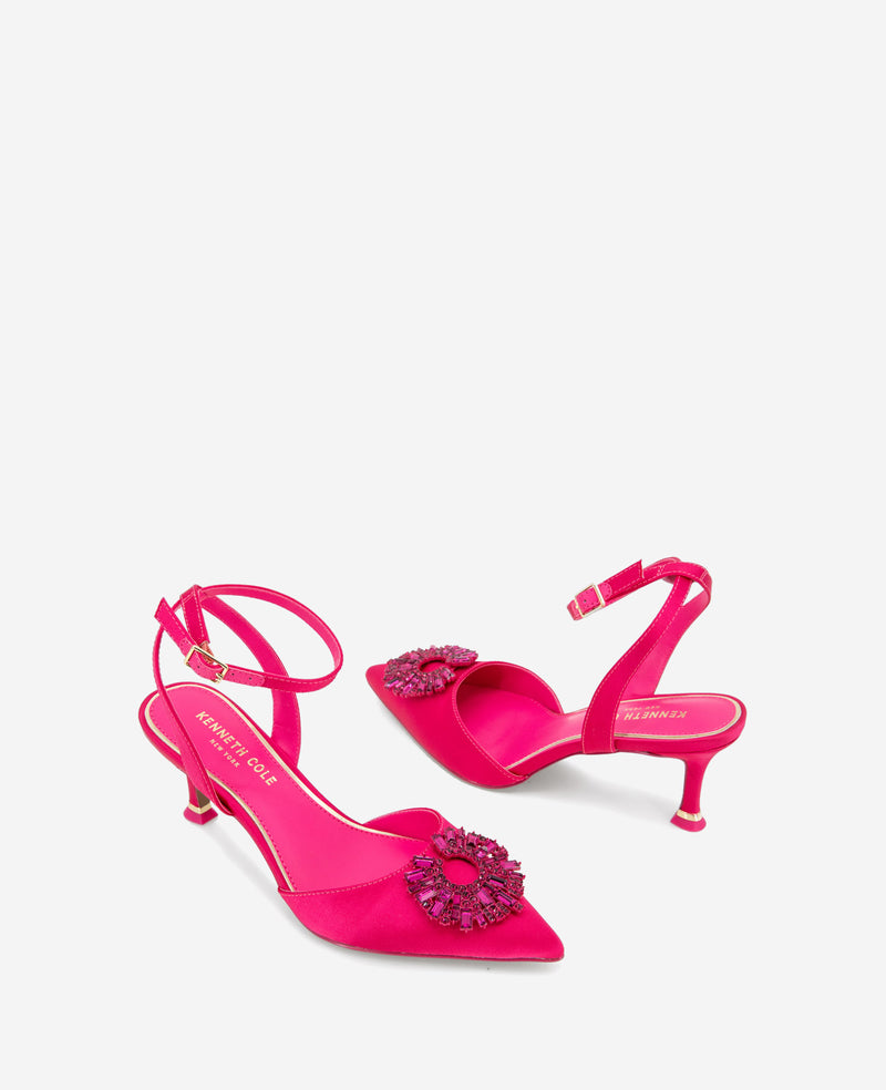 Hot Pink Clear Strap Point Toe Barely There Sandal | Gold block heel sandals,  Heels, Pink sandals