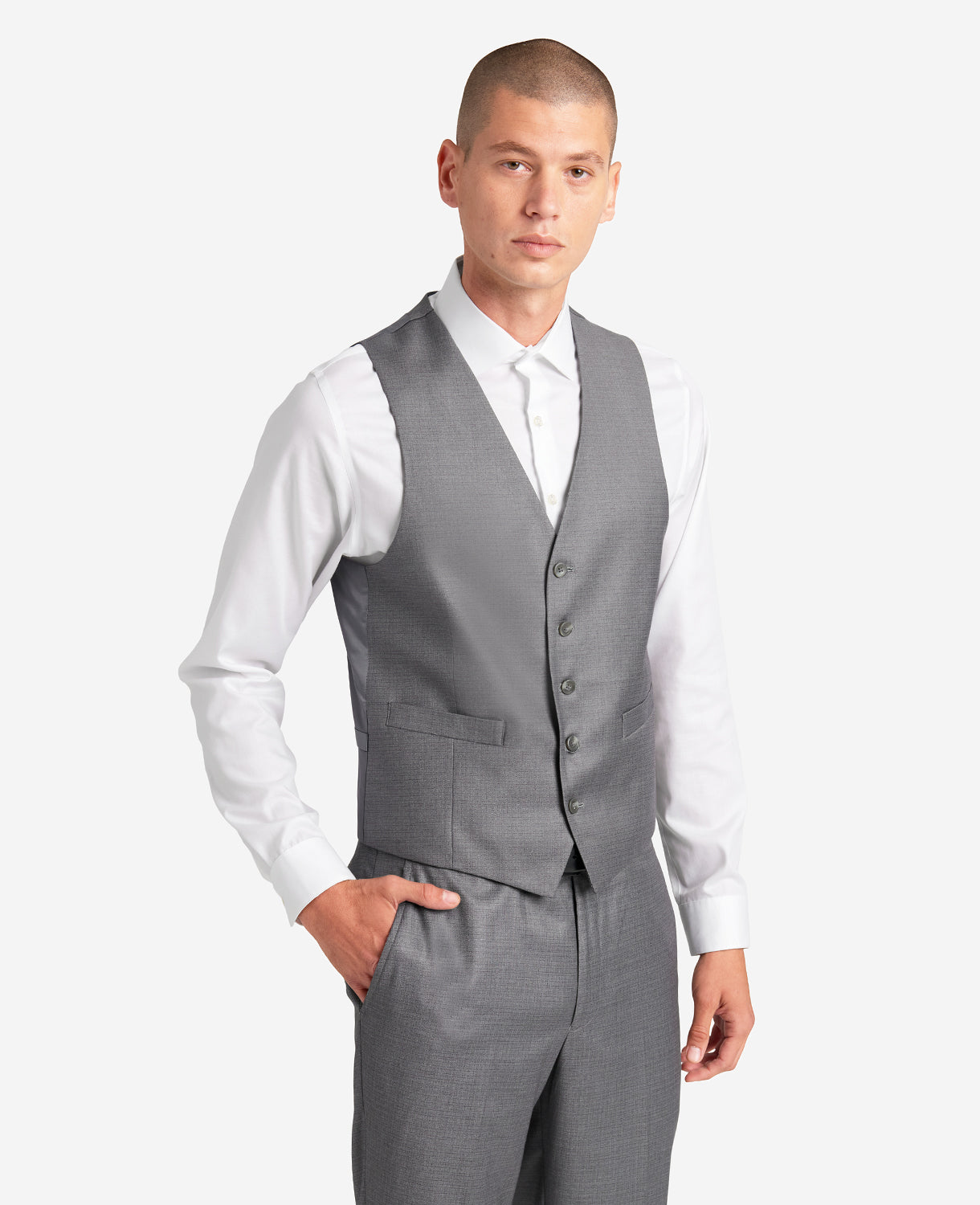 Kenneth Cole | Ready Flex Slim-Fit Suit Separate Vest in Light Grey, Size: 2XL
