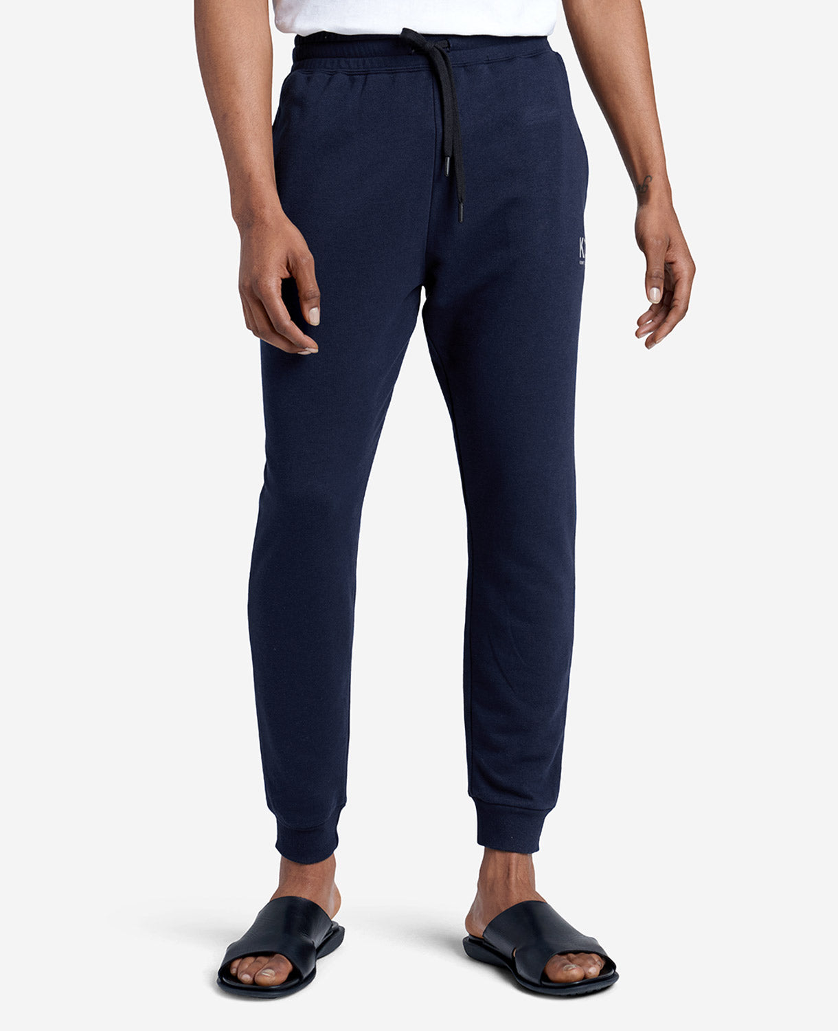 Kenneth Cole Logo-embroidered French Terry Jogger In Navy