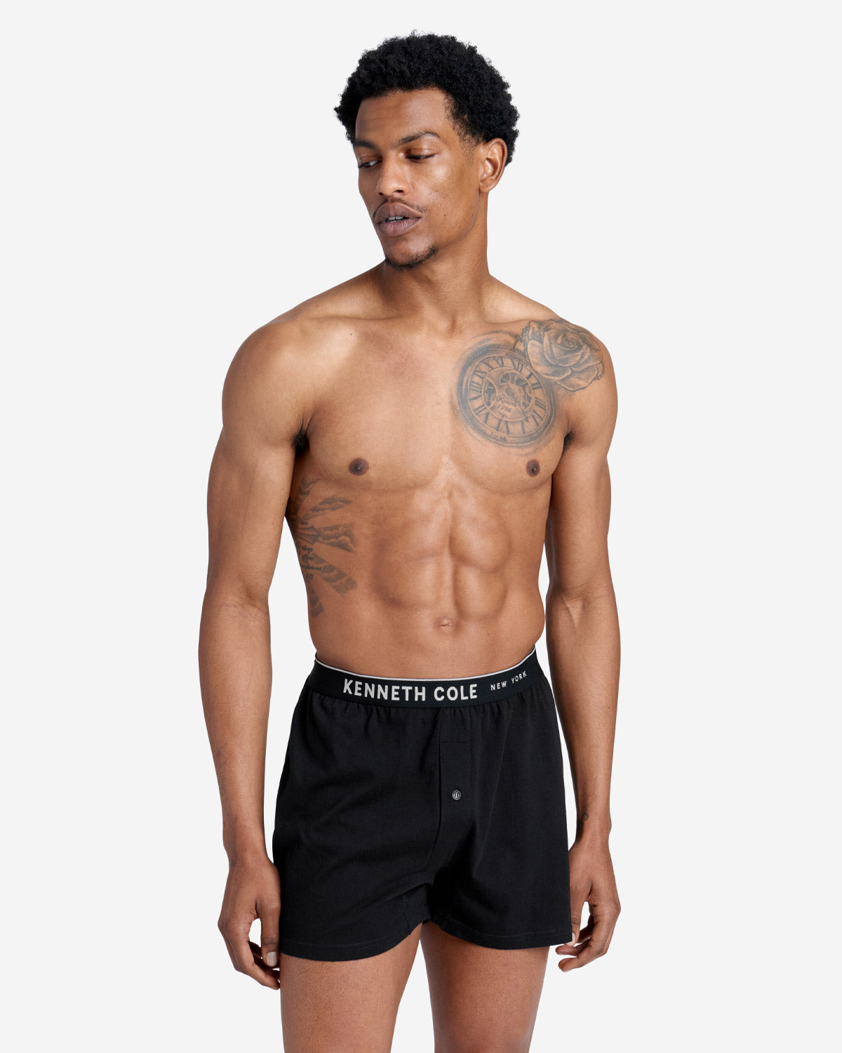 Kenneth Cole Cotton Logo Sleepwear Boxer Shorts 3-pack In Black