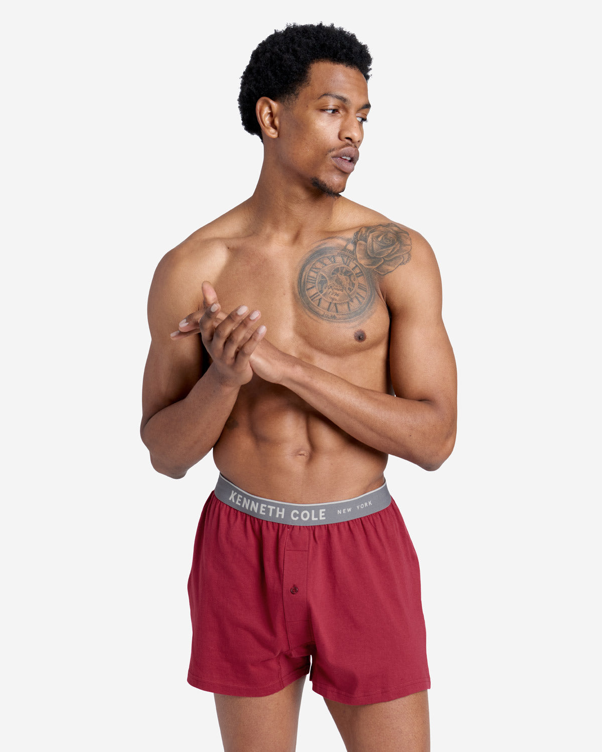 Kenneth Cole Cotton Stretch Sleepwear Boxer Shorts 3-pack In Red
