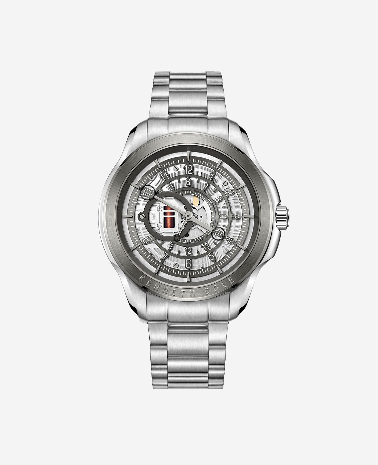 Kenneth Cole | Silver + Gunmetal Two-Tone Watch With Stainless Steel Bracelet