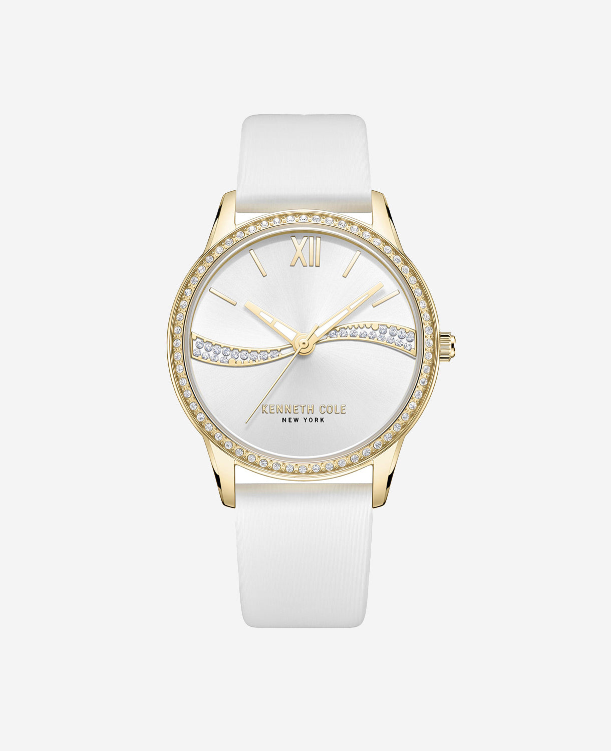 Kenneth Cole | Gold-Tone Modern Classic Watch With White Leather Strap