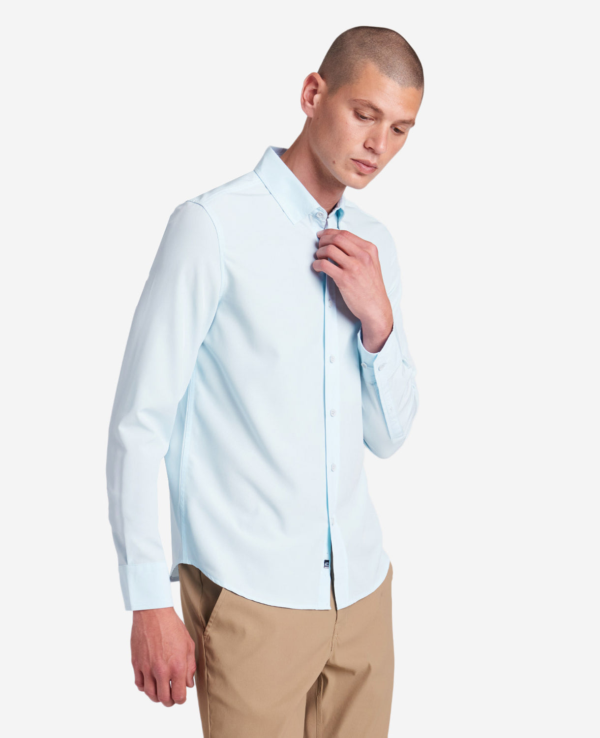 Kenneth Cole | Stretch Solid Button-Down Shirt in Light Blue