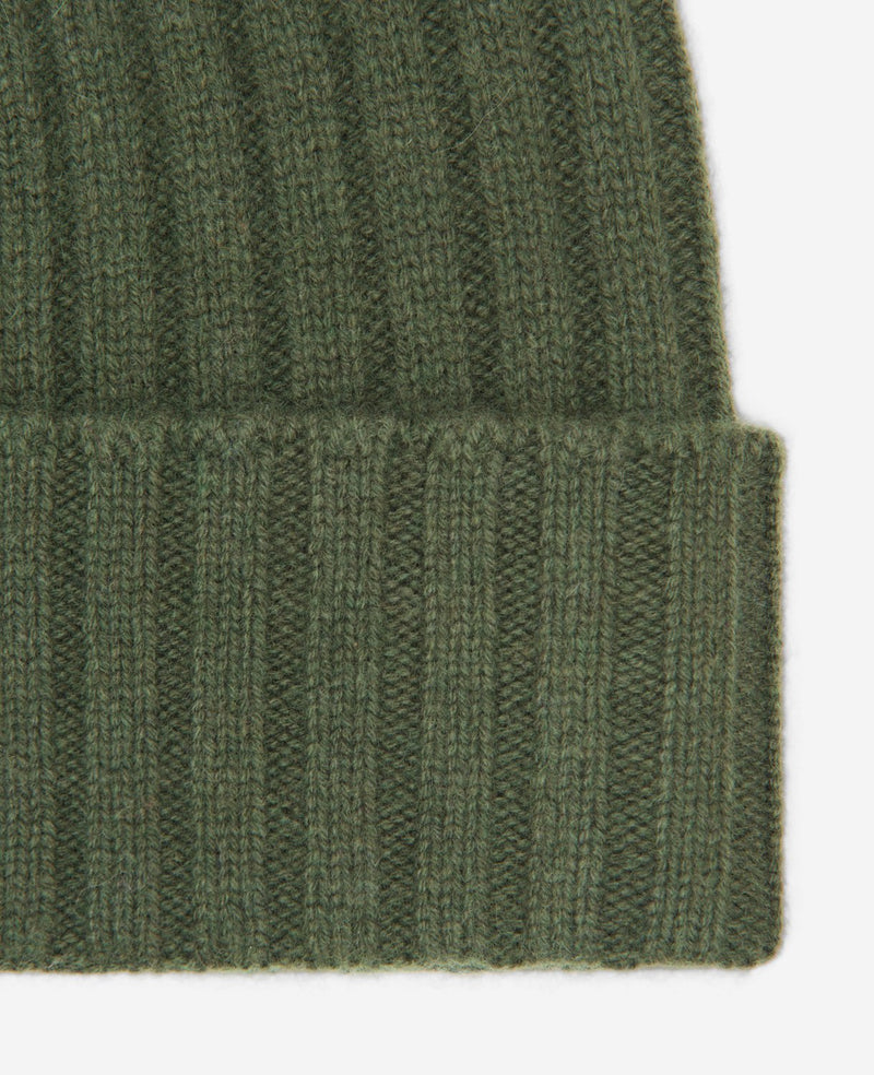 Olive Green Cashmere Ribbed Hat