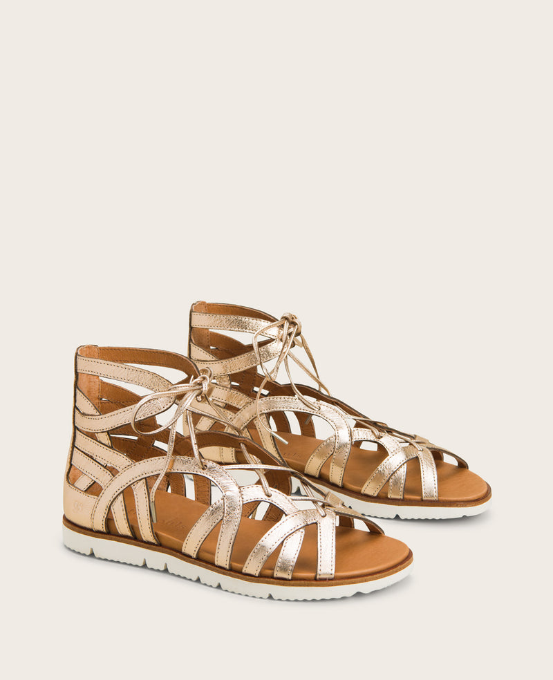 K. Jacques Gina Metallic Suede Gladiator Sandal Rose Gold, $255 | Bergdorf  Goodman | Lookastic