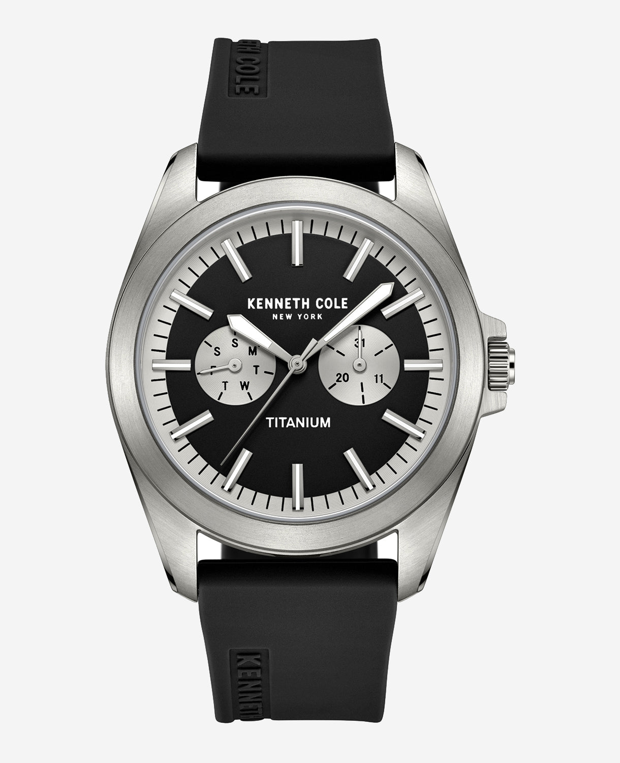 Kenneth Cole | Titanium Multi-Function Watch With Silicone Strap in Black
