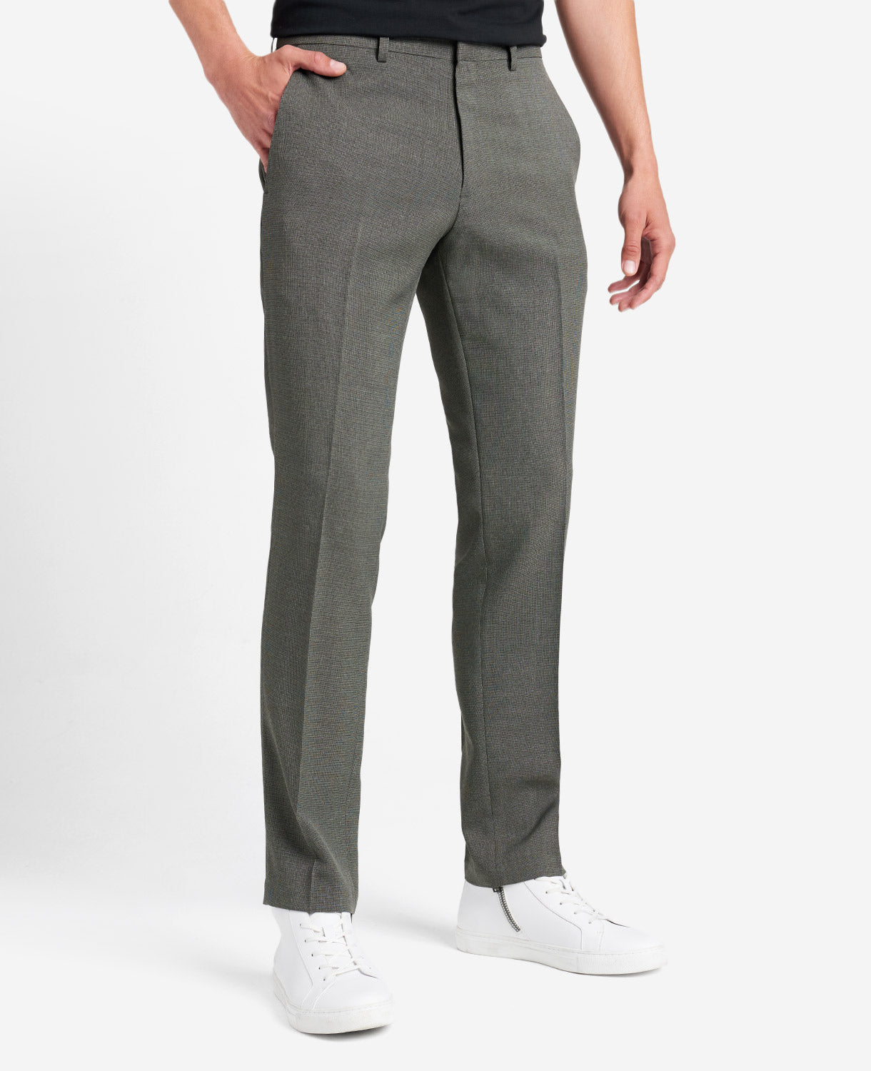 Kenneth Cole Reaction Tic Weave Slim Fit Dress Pant in Medium Grey, Size: 30/30