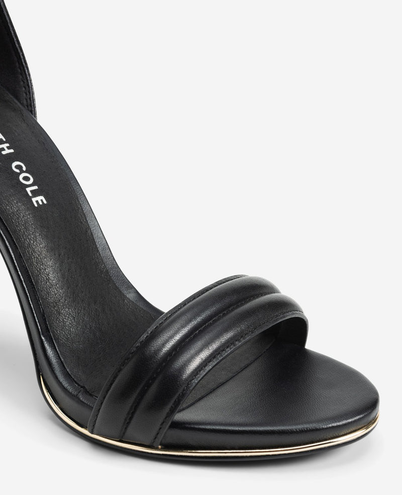 Louis Vuitton V-Cut Slide Sandals Black Leather High Block Heels
