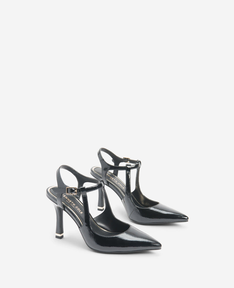 The Seville Faux Leather Lace Up Heel in Black 9.0 / Black
