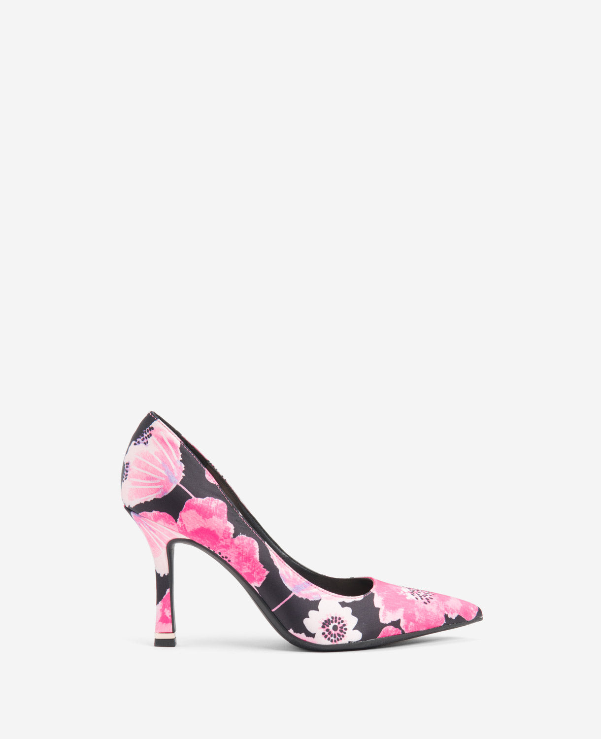 Kenneth Cole | Romi Floral Heel in Black/Pink Satin, Size: 9