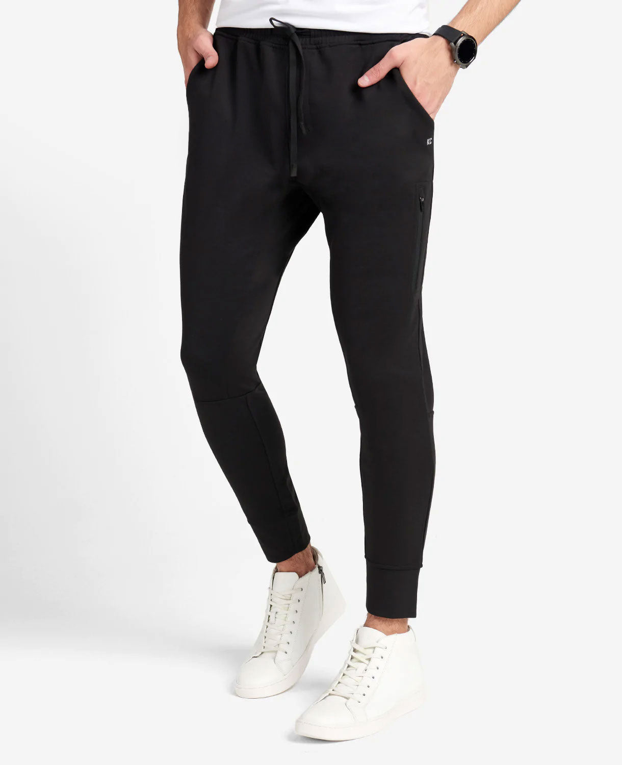 Kenneth Cole Fleece Terry Jogger In Black | ModeSens