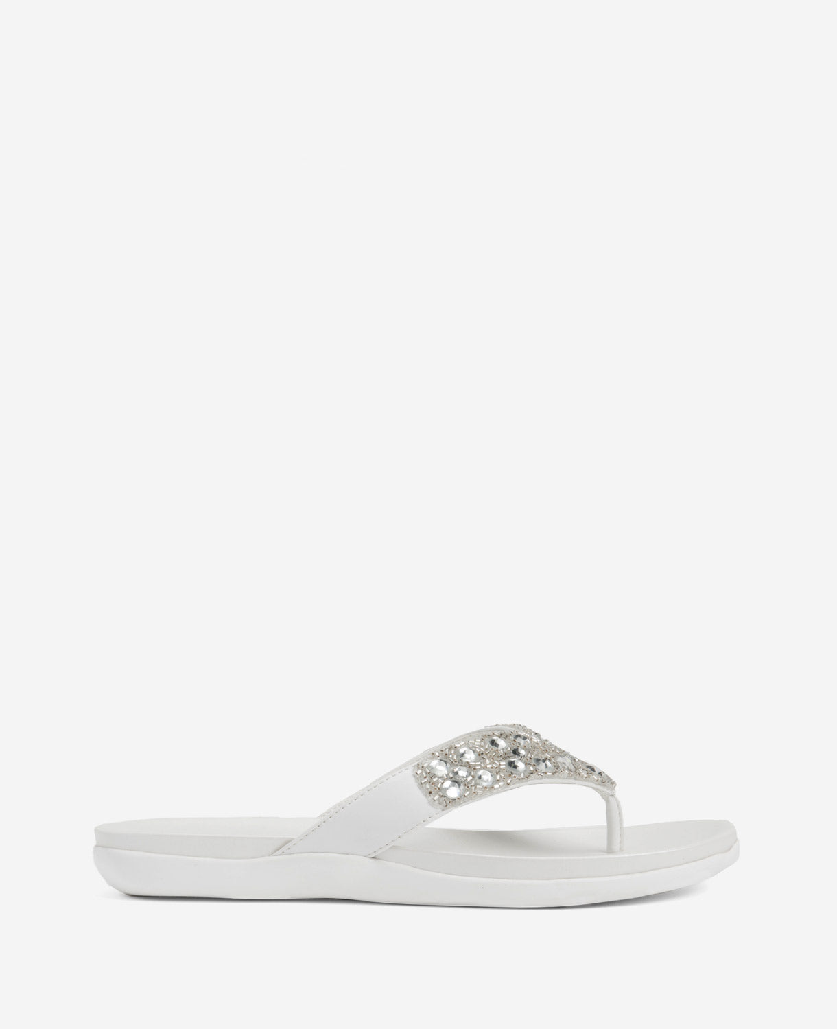 Reaction Kenneth Cole | Glam-Athon Thong Sandal in White/White PU, Size: 11 by Kenneth Cole