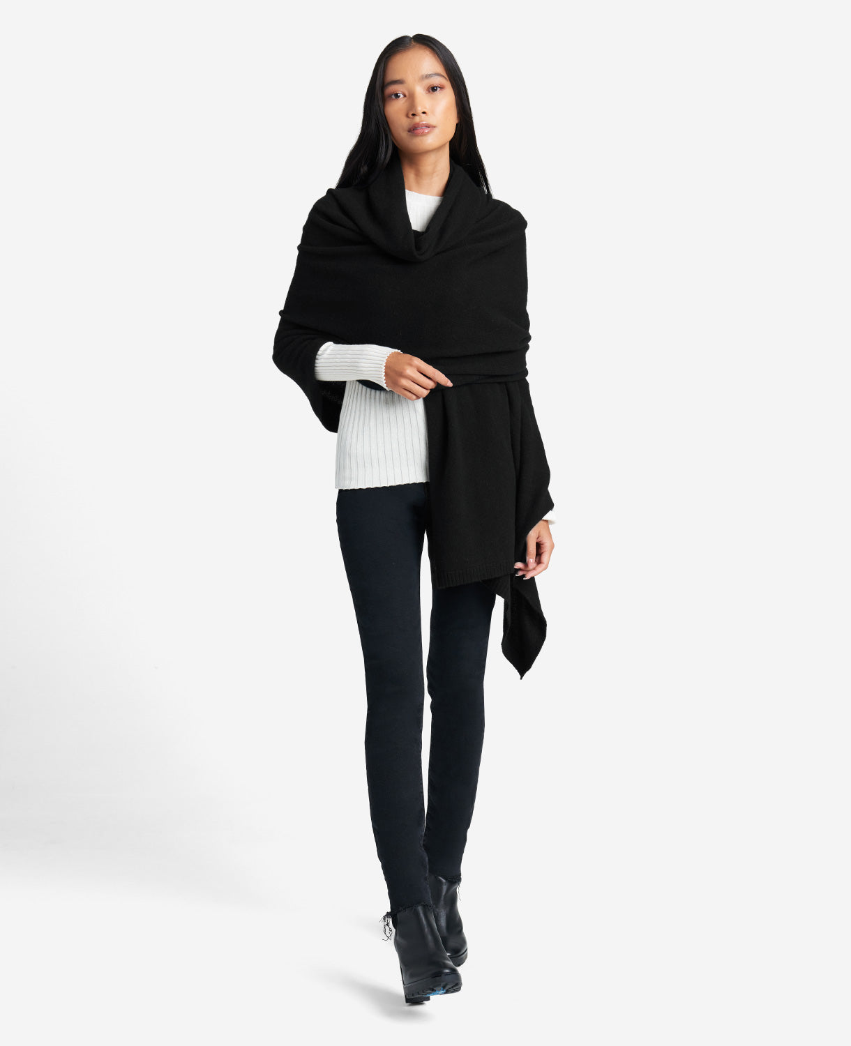 Kenneth Cole Site Exclusive! Pure Cashmere Multi-wear Wrap In Black