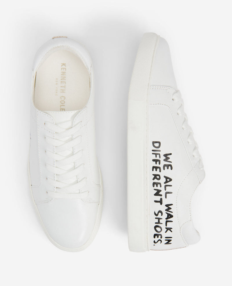 Kenneth Cole | Site Exclusive! Women's We All Walk in Different Shoes Leather Kam Sneaker in White, Size: 9.5