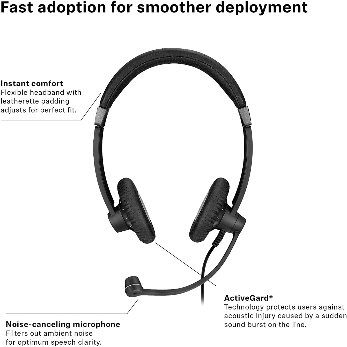 Sennheiser PC 3 CHAT Stereo Headset, Supra-aural, Black, 2m, Noise Can