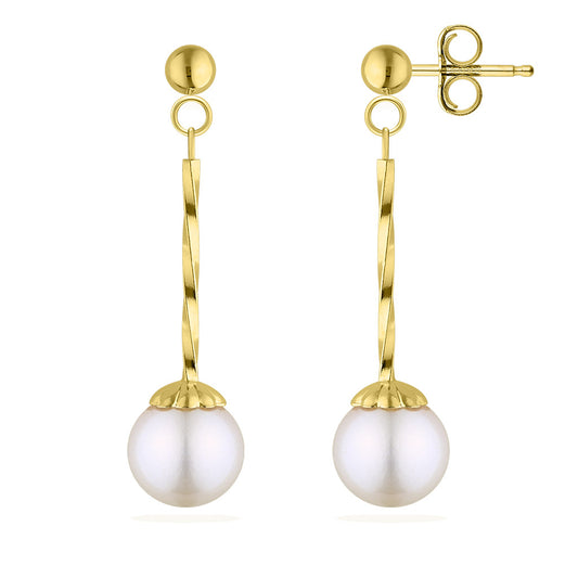 White Akoya Pearl Threader Earrings