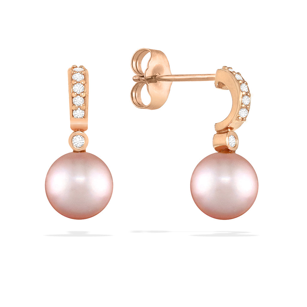 Pink Freshwater Pearl Half Hoop Earrings