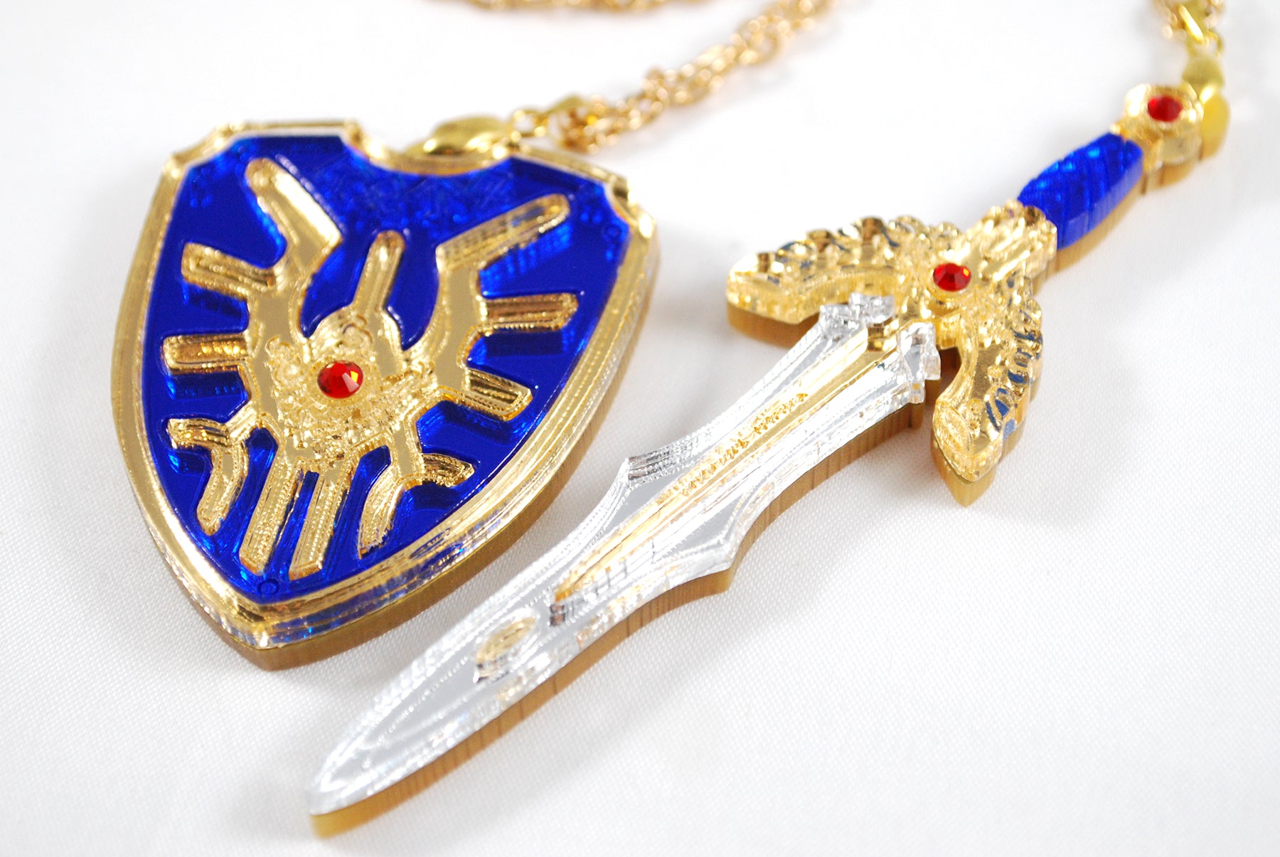 dragon-quest-erdrick-s-sword-and-shield-acrylic-necklace-or-keychain-clinkorz