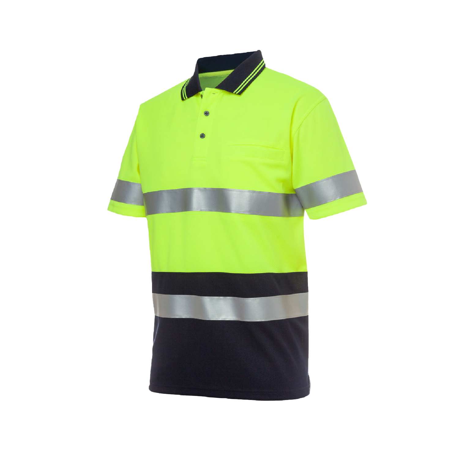JB's Wear Men's Hi Vis Traditional Taped Short Sleeve Polo - Lime/Navy ...