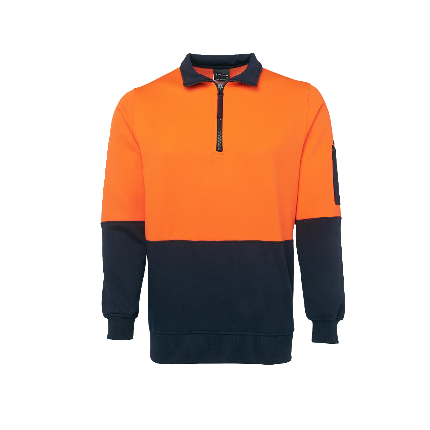 JB's Wear Men's Hi Vis 1/2 Zip Fleecy - Orange/Navy - Totally Workwear