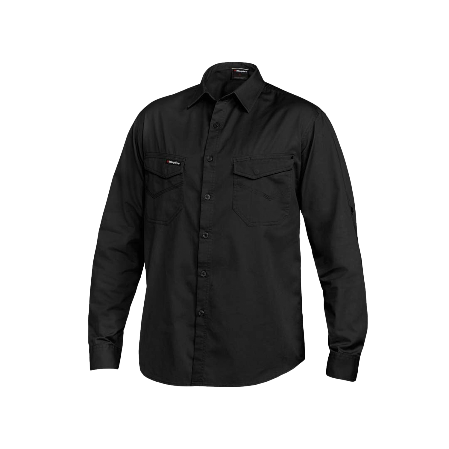 KingGee Men's Tradies Long Sleeve Shirt - Black - Totally Workwear