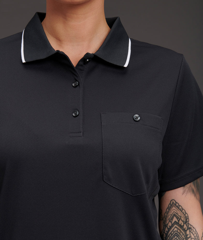 KingGee Women's Hyperfreeze Spliced Short Sleeve Polo - Black - Totally ...