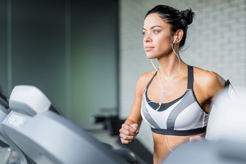 Woman running on treadmill