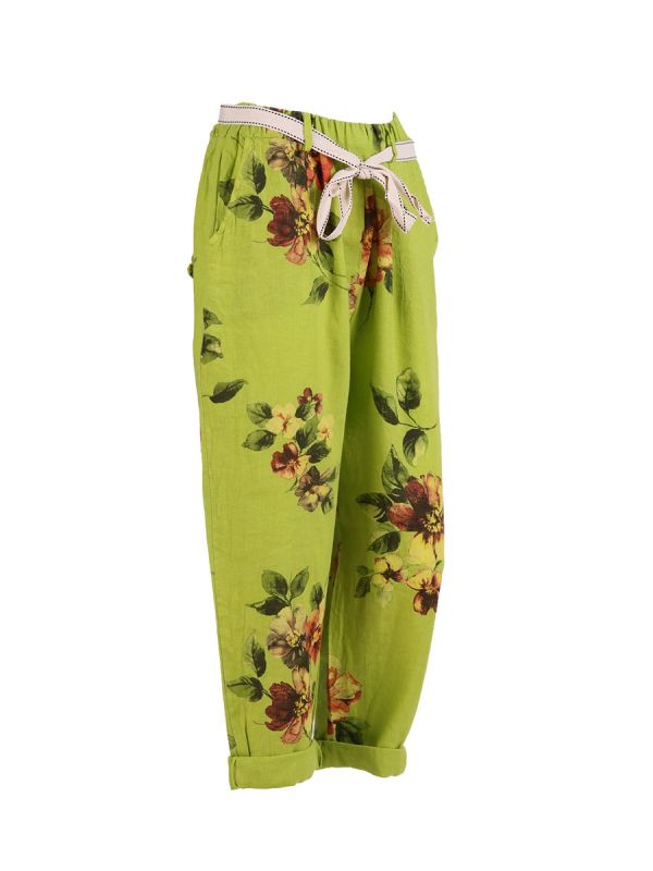 DANIELLA - Floral Linen Pants – Amelia-May Italian