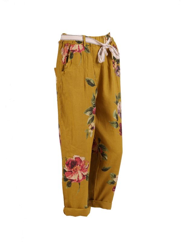 DANIELLA - Floral Linen Pants – Amelia-May Italian